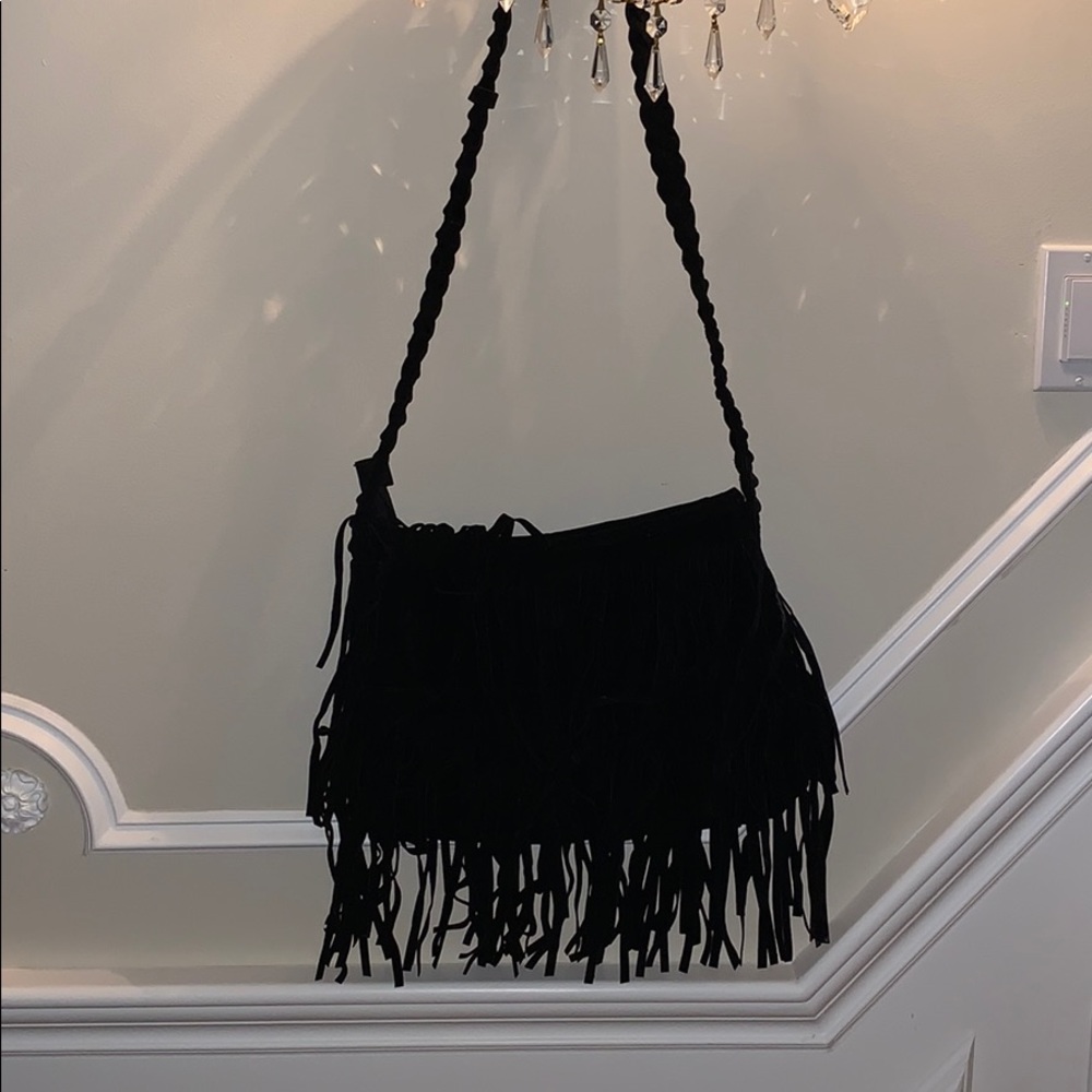 Black satchel bag.